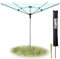 WALGREEN- 50m Rotary Washing Line- 4 Arm Design with Adjustable Height- Clothes Line for Efficient Drying- Outdoor Washing Line Spike with Ground Socket & Protective
