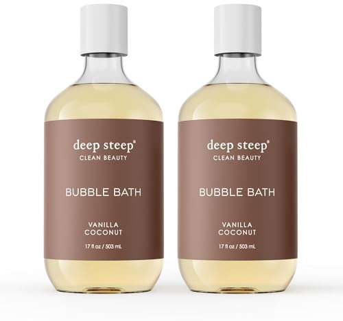 Deep Steep Bubble Bath, Vanilla Coconut 17 oz (Pack of 2) – Hypoallergenic, Clinically Tested Soothing Soak with Shea Butter & Argan Oil – Sulfate-Free