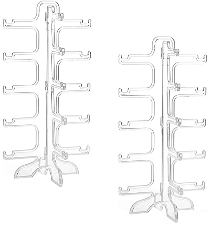 Boutihao 2 Piezas Soporte de Exhibición de Anteojos, 5 Capas Organizador para Gafas de Sol, Estante de Anteojos de Plástico, para Gafas de Sol, Anteojos de Miopía, Gafas de Lectura, Transparente