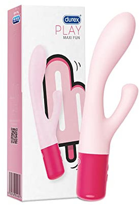Durex Play Maxi Fun, Sex Toy, Massaggiatore Rabbit a Doppia Estremità, Vibratore per Stimolazione Combinata di Vagina e Clitoride, Waterproof