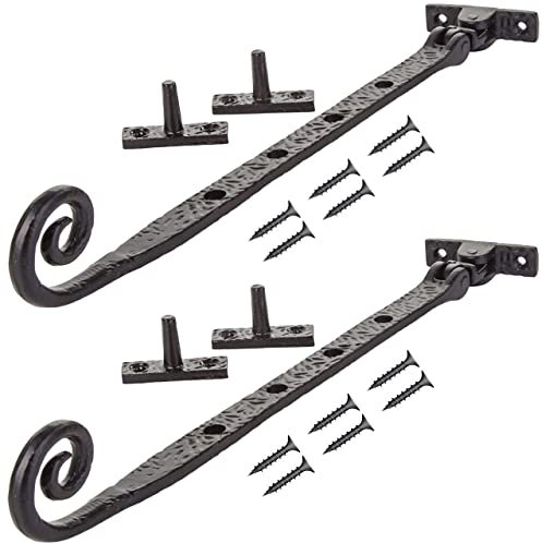 TERF®250mm Heavy Duty Antique Black Window Casement Stay Spoon Style 250mm (10'') Including Fixing Screw - Pack of 2