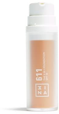 3INA MAKEUP - The 3 in 1 Foundation 611 - Fond de Teint Lumière avec Sous-Teinte Rose - Primer Anti-Cernes et Fond de Teint avec SPF 15 et Vitamine C - Vegan - Cruelty Free