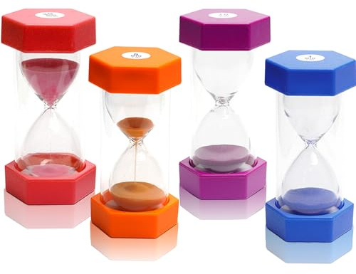 Hourglass Sand Timers Colorful Sandglass Timer Hourglass Set Sand Clock Timer Visual Sandtimer 3/5/10/20 Minutes for Kids Classroom Office Kitchen(4 Pcs)