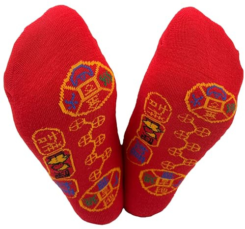 PHOGARY Novelty Socks Chinese Lucky Red Sock Size UK Women 3-5 Men 4-6, 3 Pcs Funny Unisex Cotton Sock Gift for 2026 Lunar New Year Spring Festival Birthday Crazy Odd Socks day