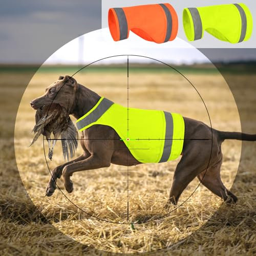 BiPawTi Sicherheitsweste für Hunde, fluoreszierende Jagdweste, reflektierender Hundemantel für nächtliche Spaziergänge, Jagd, Training, Joggen, 2er Pack, Orange, L