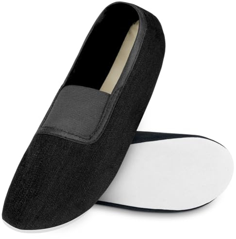 AYBUY Ballet Shoes, Kids Gymnastic Flats Slippers, Black Dance Slippers, Unisex Gymnastic Shoes for Dance Pilates Yoga Fitness Sports Exercises, UK1