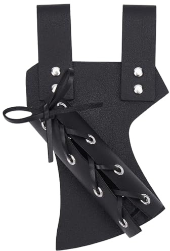 GORGECRAFT Fondine per Spada di Halloween in PU Nero in Similpelle Medievale retrò Pugnale Regolabile Custodia Protettiva Fodero Posteriore con Fibbia per Costume Spada Rana Forniture Uomini Adulti
