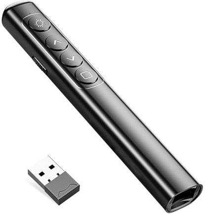 Neoreser Presentation Clicker, Pointer für Präsentationen via USB Empfänger, Rot Präsentationsfernbedienung für Windows 7/8/ 10/ Mac/Linux/Android/PowerPoint, für Lehrer, Büro, Berichte(Black)
