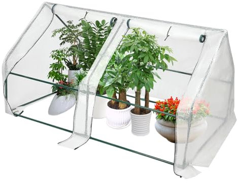 Mini serre, petite serre, petite serre pour balcon, terrasse, jardin, serre en film, serre, résistante à l'hiver, avec fenêtre enroulable, 180 x 90 x 90 cm