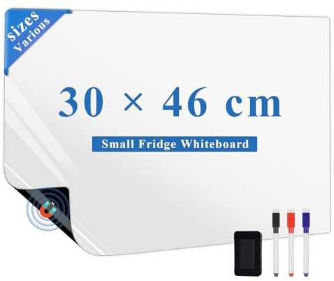 LYZZXI Magnetisk whiteboard 30 x 46 cm, DIY-magnettavla kylskåp inklusive Magnetfolie vit avtorkbar, Markör, svamp och Magneter, för Skola, Kontor och Hem