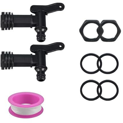 2 Pièces Robinet pour Tonneau à Eau 3/4 Pouce Plastique avec Joint Contre-Écrou et Ruban Robinet de Récupérateur Eau de Pluie pour Arrosage Jardin Réservoir