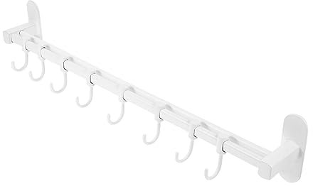 Holibanna Étagère à Ustensiles Cuisine Murale Multifonction 8 Crochets Amovibles En Métal Inoxydable Double Barre Support Suspendu Pour Organisation La Cuisine Et Salle De Bain