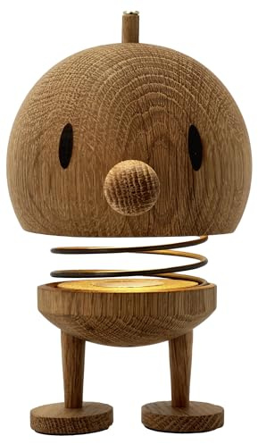 Hoptimist Lampe LED, Nachttischlampe Touch, Kabellose Lampe Tisch, Aufladbare & Dimmbar, Dänischem Design, 10 x 10 x 15 cm, L, Oak