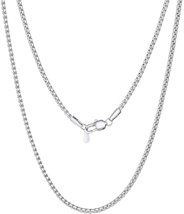 PROSTEEL 2mm Collana Uomo Catenina Acciaio 46cm Argento Catena Scatola Piatta Impermeabile Non Sbiadisce Collane Uomo Donna Acciaio Inossidabile
