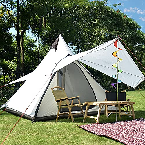 tält, 4 personers tält for camping Pyramid tipitält utomhus portabelt dubbellager indiskt tipitält for utomhus familj vandring jurt tält(White)