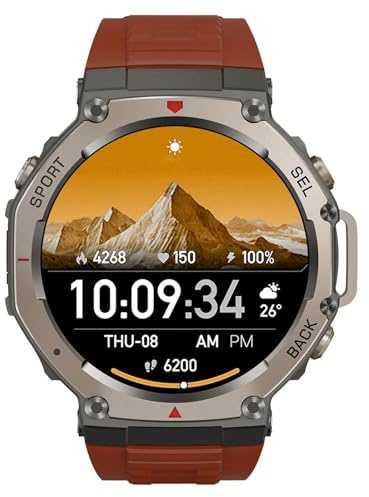 Reiteag Sekoda GPS Smartwatch Double Fréquence, Plus de 170 Données De Fitness et De Santé, Autonomie De La Batterie De 15 Jours, Fréquence Cardiaque et SPO₂, Étanche (Orange-1pcs)