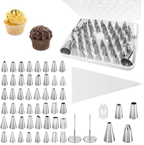 Spritzbeutel Mit Tüllen 55er Set – Verschiedene Spritztüllen Mit Aufbewahrungsbox, 50 Einwegbeutel, Spritzbeutel Ständer & Zubehör – Tüllen Für Spritzbeutel Backset