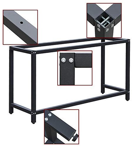 Soporte Banco Trabajo 50x150x80cm armazón Bastidor Caballete Mesa Trabajo empaquetar embalar Taller Negro