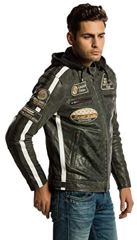URBAN 5884 Giacca Moto Uomo in Pelle con Protezioni Per Schiena, Spalle e Gomiti Omologate CE | Breaker | XL