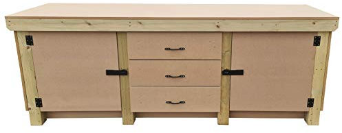 Arbor Garden Solutions Wooden workbench with drawers and double lockable cupboard MDF 18mm Surface (V.8) (7ft)