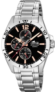 LOTUS Reloj Hombre Analógico de Acero Inoxidable 316l Plateado
