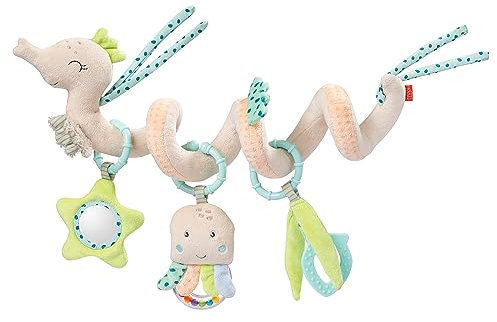 Fehn 054484 - Espiral de actividades con diseño de caballito de mar, divertido juego para tocar y agarrar, para bebés y niños pequeños a partir de 0 meses, tamaño: 35 cm