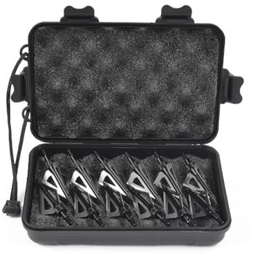 ELONG OUTDOOR 12 Pack 3 Fixed Blade Archery Hunting Broadheads Arrowheads 100 Grain with Storage Case Arrow Head Screw-in Tips for for Compound Bow & Crossbow