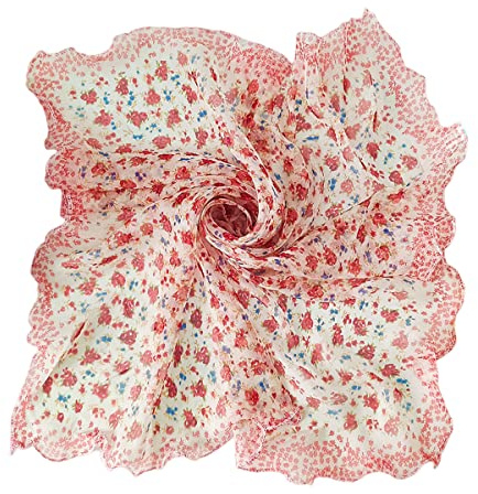 FAIRYGATE Square Scarf Lightweight Chiffon Scarfs for Women and Girl Ladies Fashion Elegent Scarves Neck Skin-Friendly Silk Bandana 45009