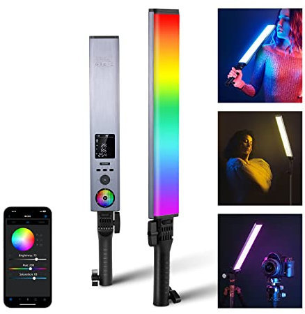 NEEWER BH30S RGB Videoleuchte Lichtstab mit 2,4G/APP Steuerung, 360°berührbare Leuchtstab RGBWW Mixer Photography Tragbarer LED Videolicht Handlichtstab 2500K-10000K, CRI/TLCI97+, 18 Szenen, 7,4V Akku