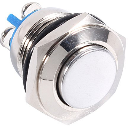 Interrupteur à pression, bouton poussoir en métal momentané, étanche, bouton de klaxon, bouton de klaxon, interrupteur marche/arrêt 12 V 16 mm