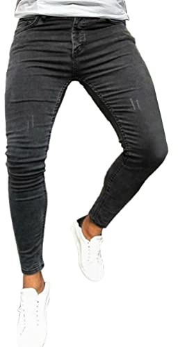 Onsoyours Vaqueros Rasgados de Hombre Skinny Denim Jeans Hip Hop Slim Fit Pantalone Moda Elasticos Agujero Pantalón Jeans Largo Hombre Vaqueros Ajustados Oversized
