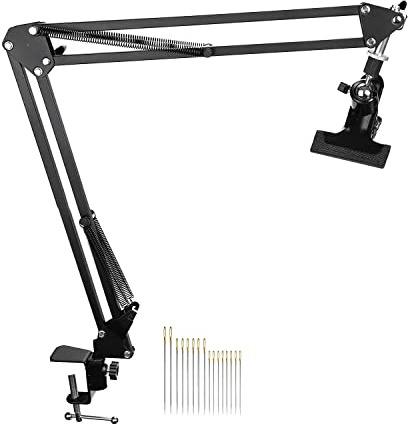PRATYAHARA - Soporte de de bordado de metal ajustable, soporte de de bordado plegable y 16 agujas de bordar