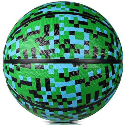 PECOGO Official Rubber Basketball 27.5 29.5 Outdoor Indoor Mens Basketball Ball Size 5 for Kids Youth Teen Boys and Girls Gift Ideas
