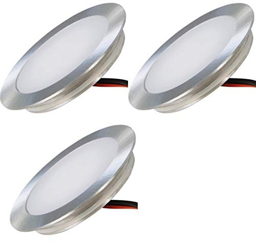 ETT Distribution GmbH 12V LED Einbauleuchten Ultra flach 3 x 0.5W Wandeinbaustrahler Tom 3000K Rund IP67 Bodeneinbauspots Trittfest Begehbar Lochausschnitt: 46mm