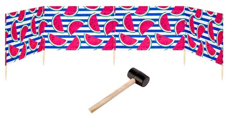 Garronda Strand Windschutz Sichtschutz 5m lang Plus Gummihammer GAEX001 (Wassermelone-66, 5 m)