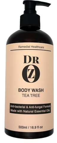 Dr Oz AntiBacterial Antifungal Body Wash with Tea Tree - For Acne, Folliculitis, Jock itch, Athletes foot, Body odor and Ringworm. For Healthier Skin. 500ml