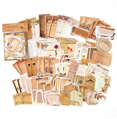 KGDUYC 100 PCS Scrapbooking Sticker, Vintage-Aufkleber, 50 Stile Washi Aufkleber Beschreibbar Journal Sticker Designpapier Scrapbook Zubehör für Tagebuch Stempel Fotoalbum