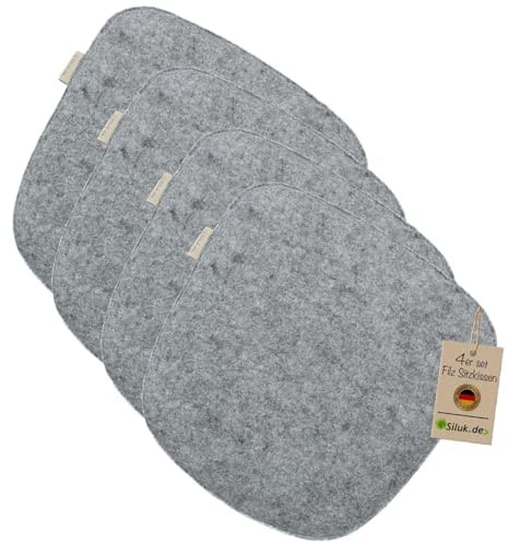 SILUK gemütliches Sitzkissen aus Filz 40cm x 40 cm - Komfortable Waschbare - 4er Set Grau I Schwarz für Bank Stuhl Stuhlkissen (Quadrat - Grau)