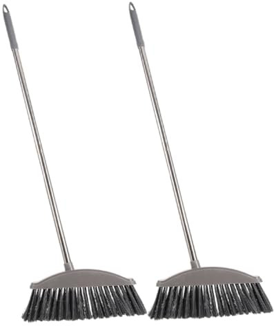 Zerodeko Escoba Grande De Cerdas Rígidas y Ancha para Limpieza, Acero Inoxidable, Juego 2 Piezas, Uso Doméstico y Exterior, Adecuado para Patios y Terrazas