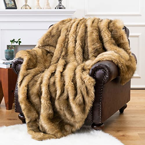 SUNMME Manta Decorativa de Piel sintética cálida y Elegante,Manta Invierno Pelo Largo de Piel,Colores Elegantes y de Lujo,Adecuado para Usar en la Cama y el sofá