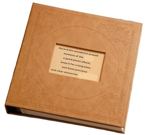SONXUACU áLbumes Álbum de Fotos de Cuero 1000 de 6 Pulgadas, Libro de Memoria, inserción Familiar de Gran Capacidad, álbum de Boda, Almacenamiento de Fotos de Pareja áLbumes De Fotos(Khaki)
