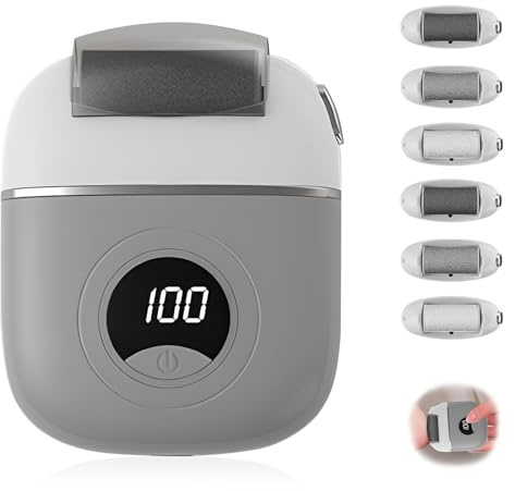 Xumann Electric Callus Remover for Feet, Foot Grinder Hard Skin Remover with 6 Replacement Rollers Foot Files, 2 Speed Adjustment