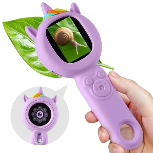 Kids Microscope- 500x Magnification,16X Zoom,Handheld Microscope for Kids with HD Cam,Portable Science Learning Tool,Christmas Birthday Gifts for Boys Girls Aged 3-12 (Purple)