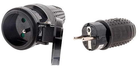 Zenitech - Coffret Fiches Caoutchouc Mâle + Femelle 16A 2P+T + Protection IP44 + Matériau Souple et Solide + Puissance 3680W + Norme Nf + Idéal Usages Variés