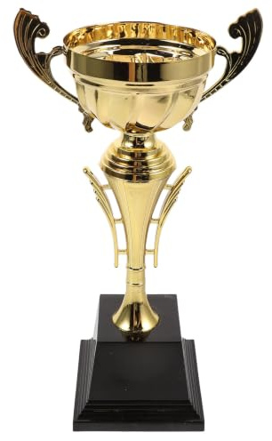 TEMPNAP Metallpris Pokal med Handtag Guld Troféskål för Sporttävlingar Lagutmärkelse med Band Hållbar och Bärbar Pris för Basket Fotboll Skolmästerskap