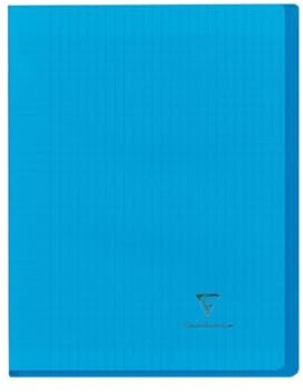 Clairefontaine 951402C – skolhäftapparat/Anteckningsbok 17 x 22 cm, 48 ark 90 g, fransk linjatur, omslag av transparent polypropen, 2 genomskinliga fodral, robust, häftad, blå, 1 styck