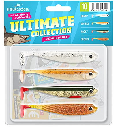 4 Lieblingsköder Gummifische zum Zanderangeln mit Gummifisch 10 cm, Farbe Lieblingsköder:Ultimate Collection klares Wasser