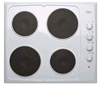 Plaque de cuisson électrique, 4 feux, blanche, 580x510 mm