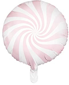 Palloncino Tondo in Mylar a Forma di Lecca Lecca Bianco e Rosa