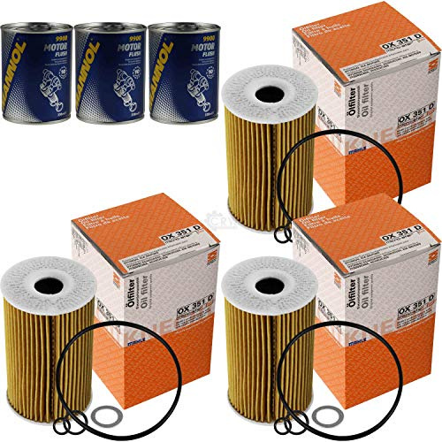 Lot de 3 filtres à huile d’origine MAHLE/KNECHT OX 351D + 3 x rinçage moteur SCT Flush
